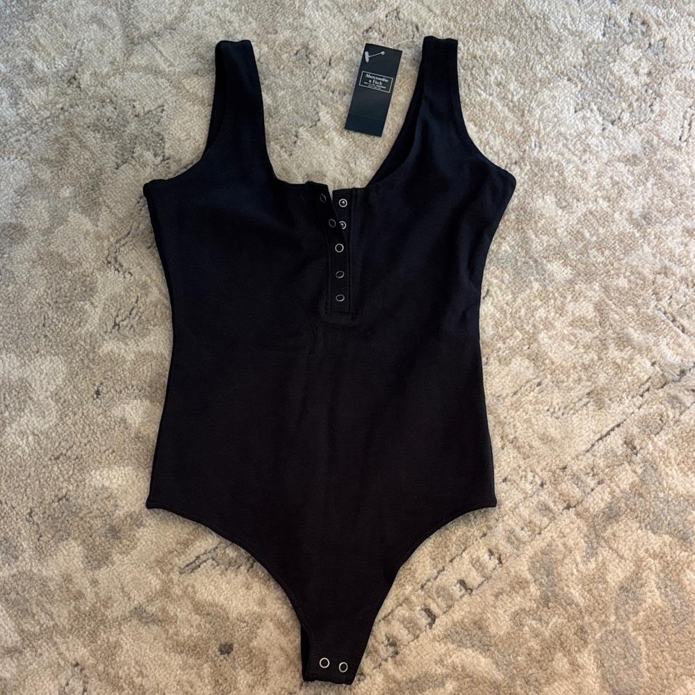 ABERCROMBIE AND FITCH Black Thong Bodysuit
